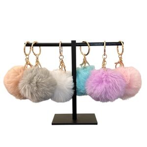 Fluffy Pom Pom Keychains - Pick a Color